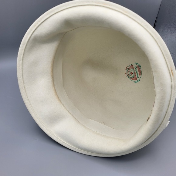 Evelyn Varon Exclusive White Genuine Fur Felt Hat 22 Merrimac Union Made w/ Box - Picture 6 of 12